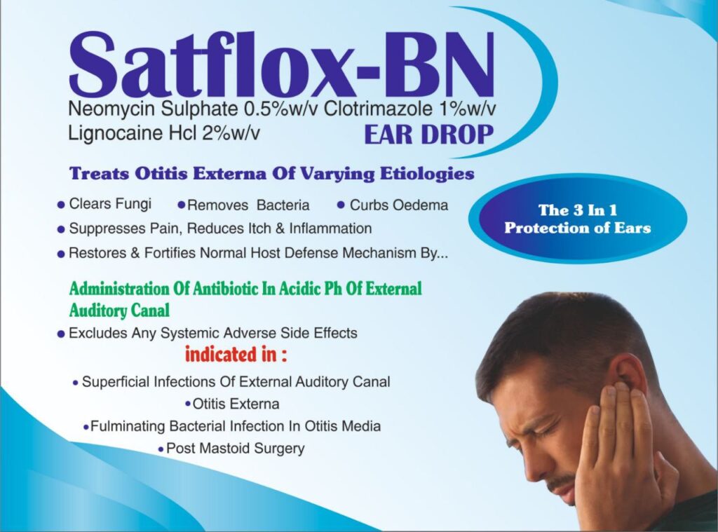 Satflox-BN Ear Drops Description Image.